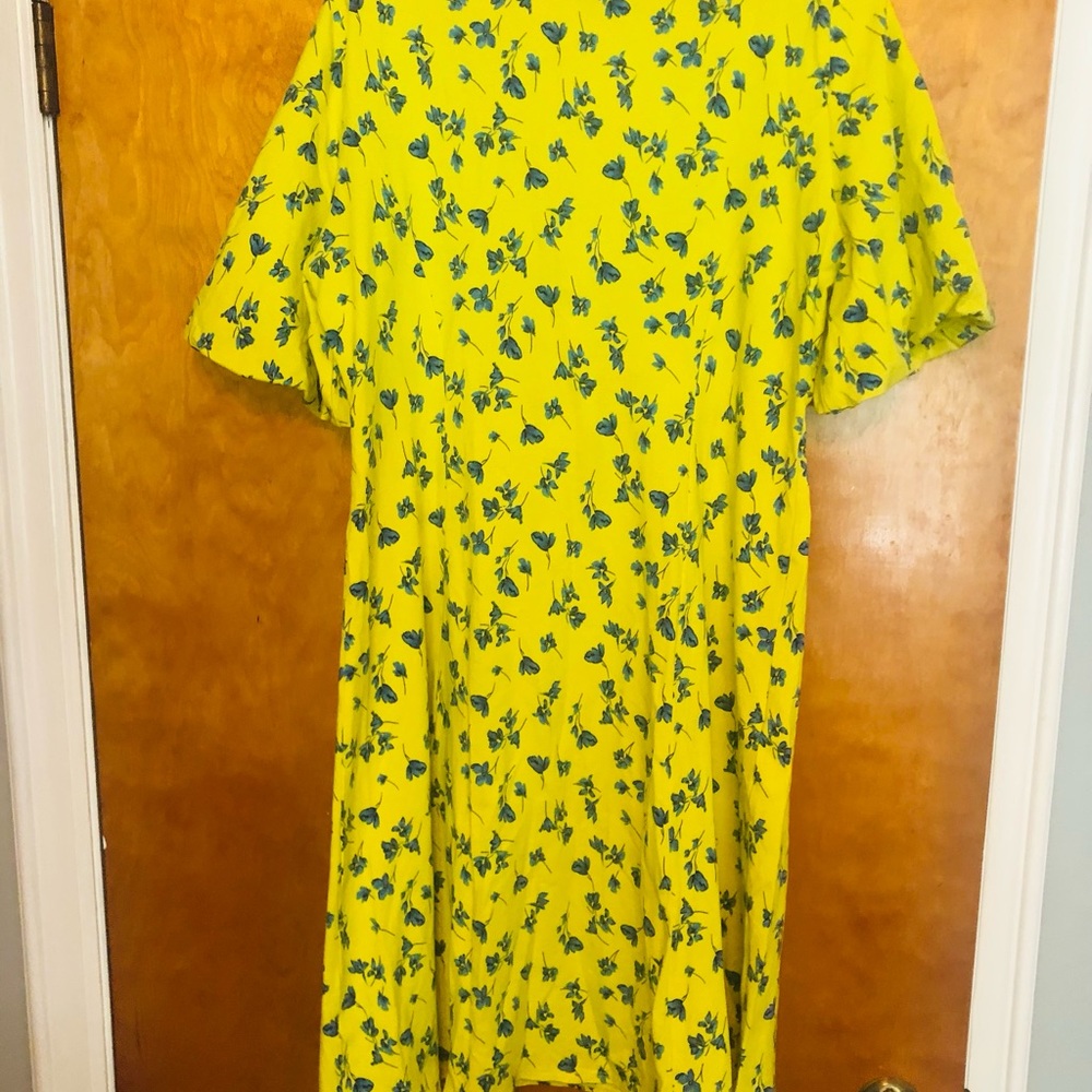 ASOS Yellow Mini Dress with Blue Floral Print